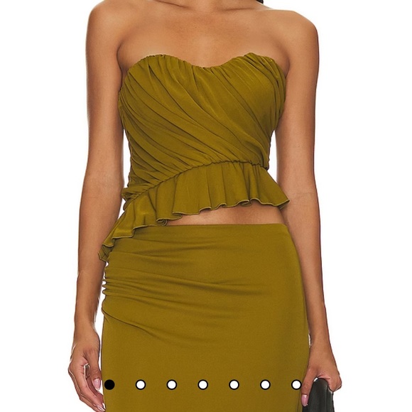 NBD Beeba Set - Bustier Top & Skirt in Olive Green - Picture 2 of 7